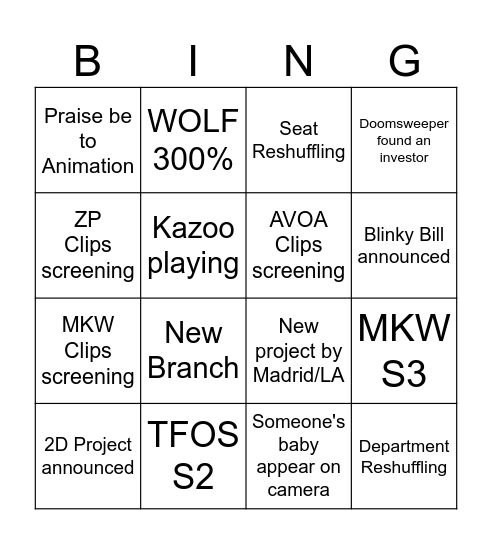 Town hall Bingo Card