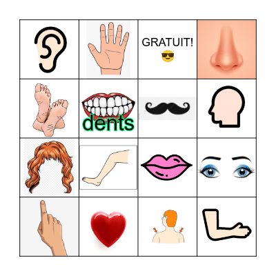 Les Parties du Corps Bingo Card