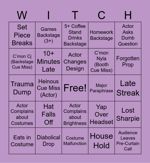 Witch Bingo Card