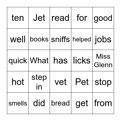 Good Job, Ben! Bingo Card