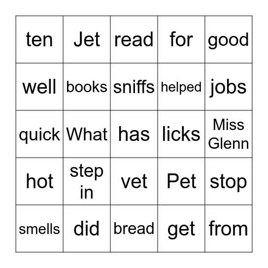 Good Job, Ben! Bingo Card