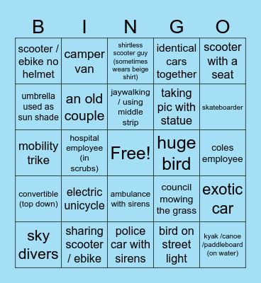 Window Bingo Card