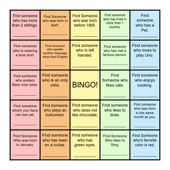 Find Someone Who... Bingo Card