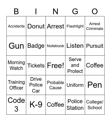 Police Bingo Card