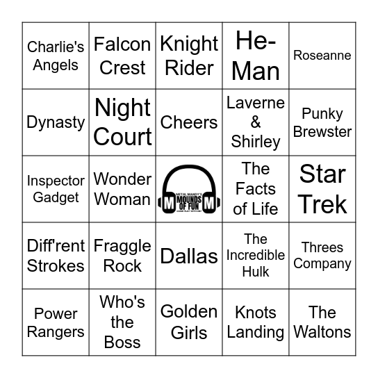 80s TV & Cartoons Bingo Card