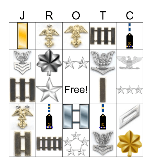 NJROTC and navy ranks Bingo Card