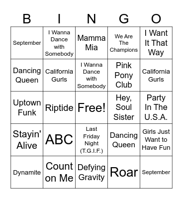 Music BINGO Card