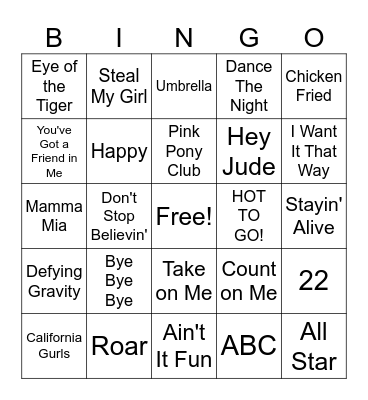 Music BINGO Card