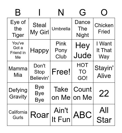 Music BINGO Card
