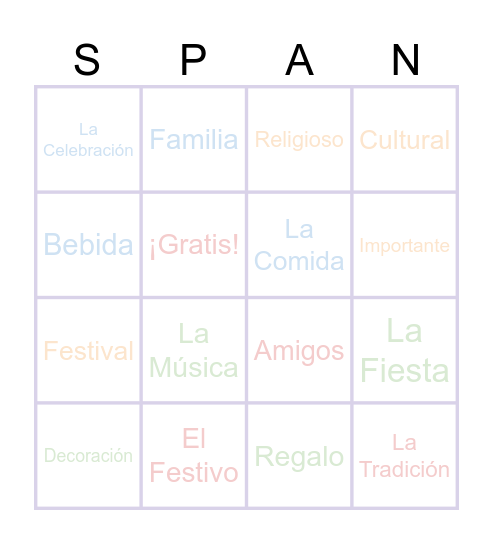 Bingo de Festivo Bingo Card