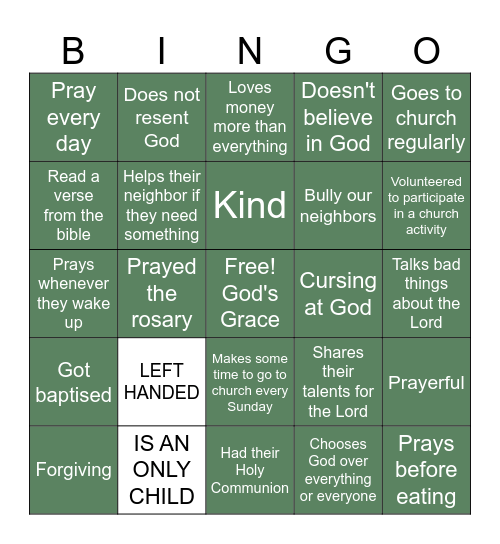 Christian Bingo Card Bingo Card