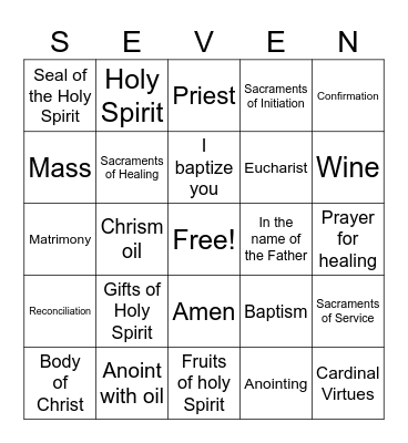 Sacraments Bingo Card