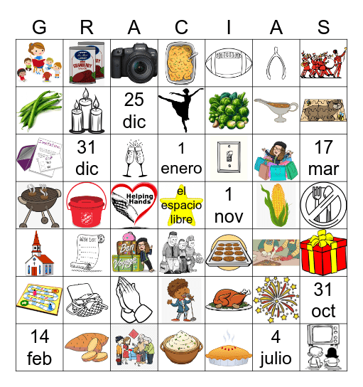 Nuestras tradiciones + thanksgiving Bingo Card