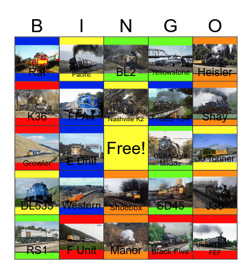 Tourist Railroads and Railroad Museums that I would like to visit one day Bingo Card