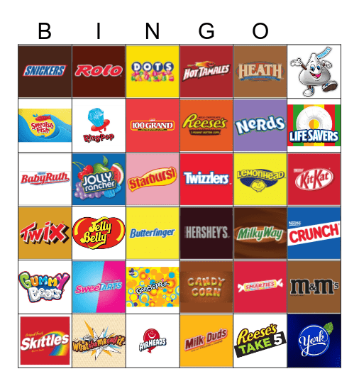 Halloween Candy Bingo Card