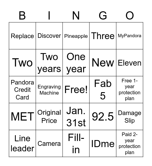 Untitled Bingo Card