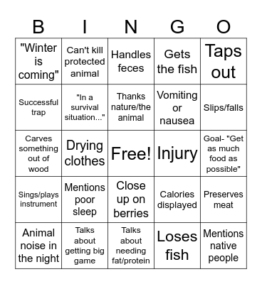 ALONE Bingo Card