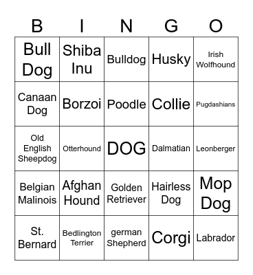 Can I Pet That Dawg Bingo Card