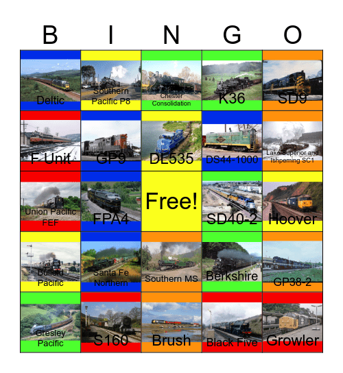 Railroads that I would like to operate one day after I'm done with my 2 jobs one day Bingo Card