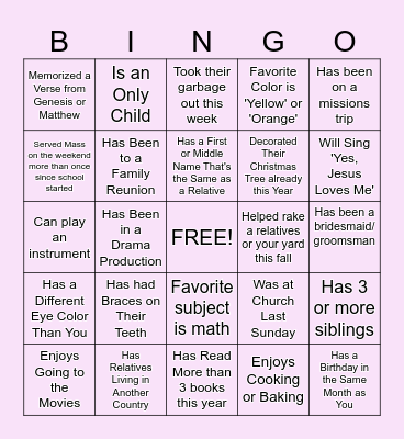 Human Bingo Card