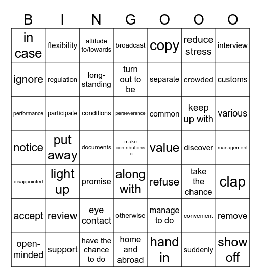 期中考 Bingo Card