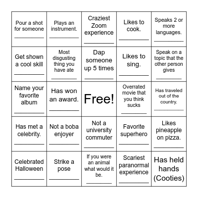 Ice Breaker Blackout Bingo Card