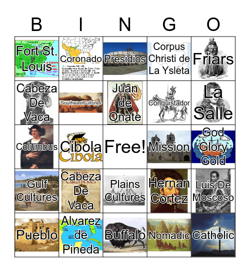 Indian Cultures & European Exploration of Texas Bingo Card