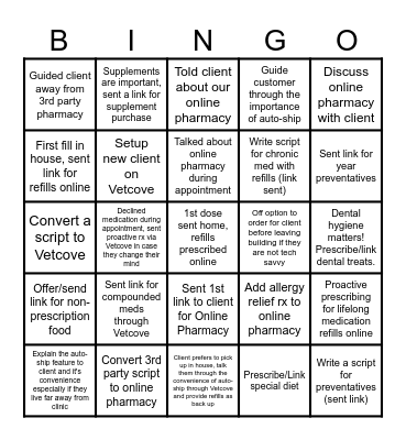 Online Pharmacy Bingo Card