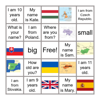 Countries Bingo Card
