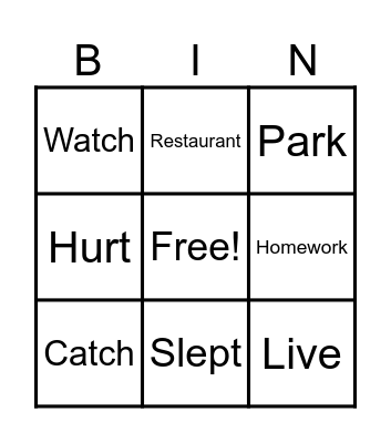 Past simple Bingo Card