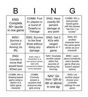 NIA-INIMO Bingo Card
