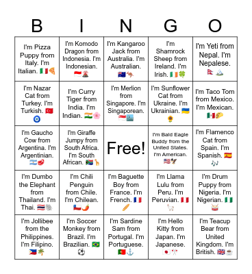 B7 L3 I'm Snow Bear from Russia. I'm Russian. 🇷🇺❄️ Bingo Card