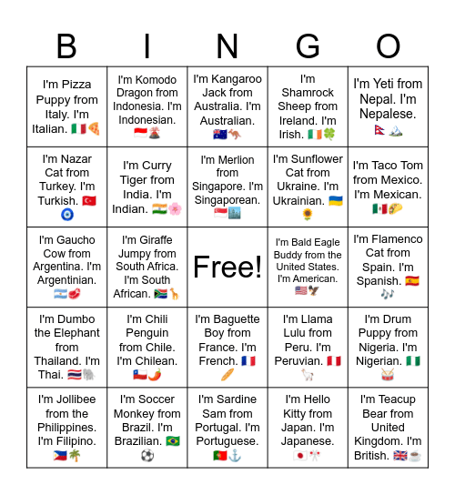 B7 L3 I'm Snow Bear from Russia. I'm Russian. 🇷🇺❄️ Bingo Card