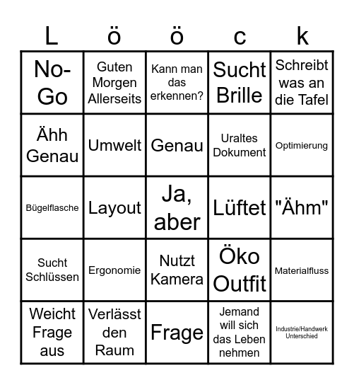 Lucky Lööck Bingo Card