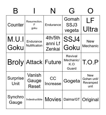 Legends Fest Bingo Card