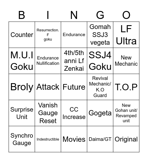 Legends Fest Bingo Card