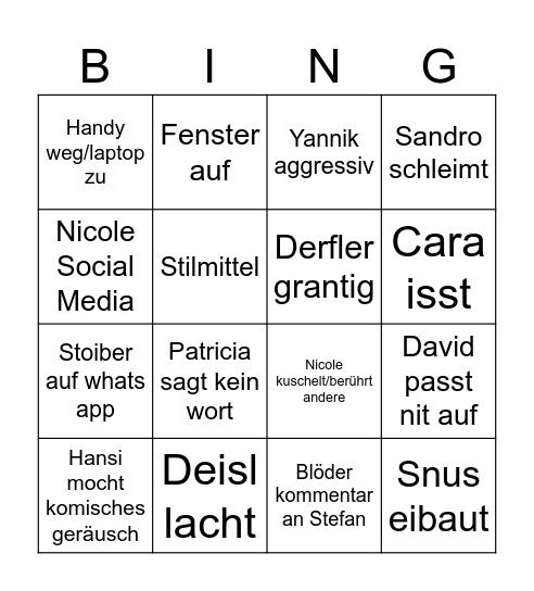 Fenster auf Bingo Card