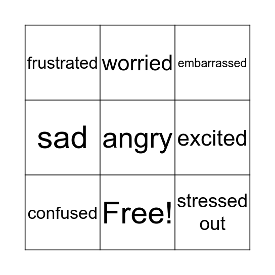 feelings tic tac toe Bingo Card