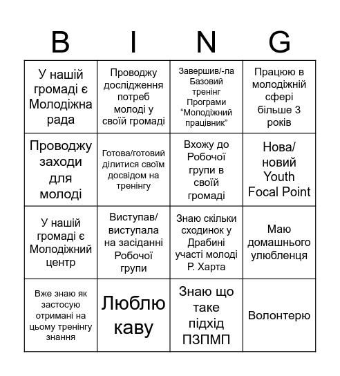 Знайомство Bingo Card