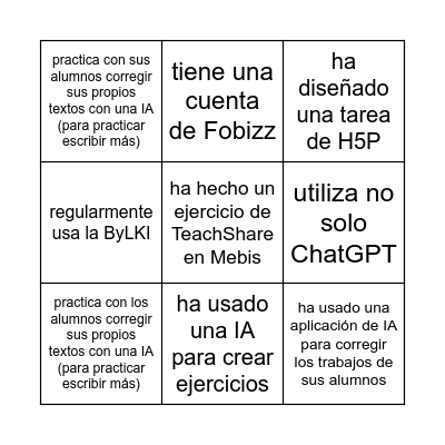 las IA: Encuentra a alguien que... Bingo Card