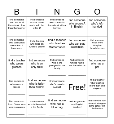 BINGO EXPLORACE Bingo Card