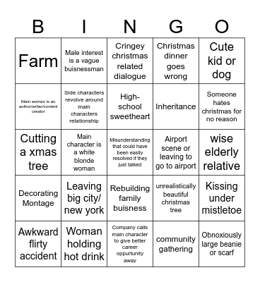 Bad Christmas Movie Bingo Card