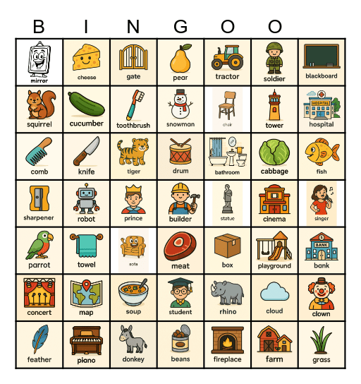 vocabulary bingo 2026 7 grid Bingo Card