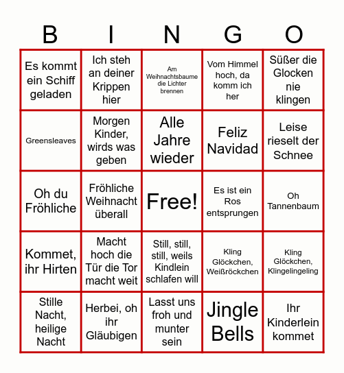 Weihnachtsbingo Card