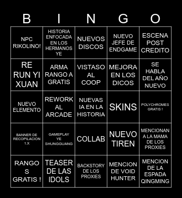 LIVESTREAM DE LA 2.4 Bingo Card