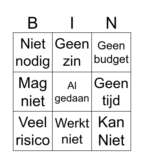 Gedoe Bingo Card