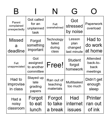 Untitled Bingo Card
