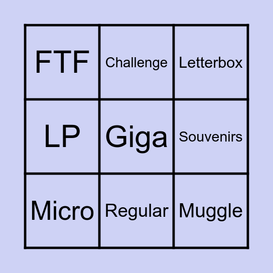 Geocaching Lingo Bingo Card