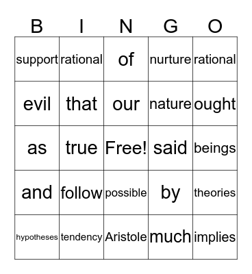 THE HUMAN NATURE Bingo Card