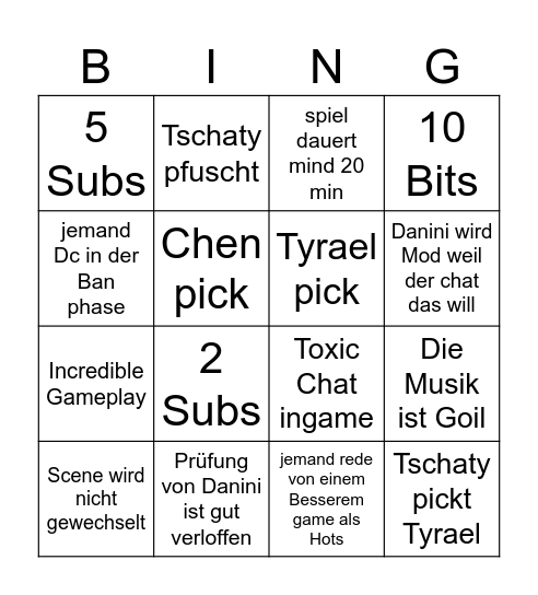 FREITAG bingo Card